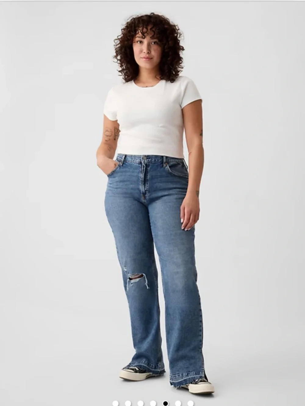 GAP Mid Rise 90s Loose Vintage Destructed Jeans 33 16 Tall - Picture 10 of 12